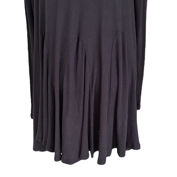 Free People Black Long Sleeve Swing Trapeze Linen Cotton Blend Mini Dress - S - Picture 7 of 11